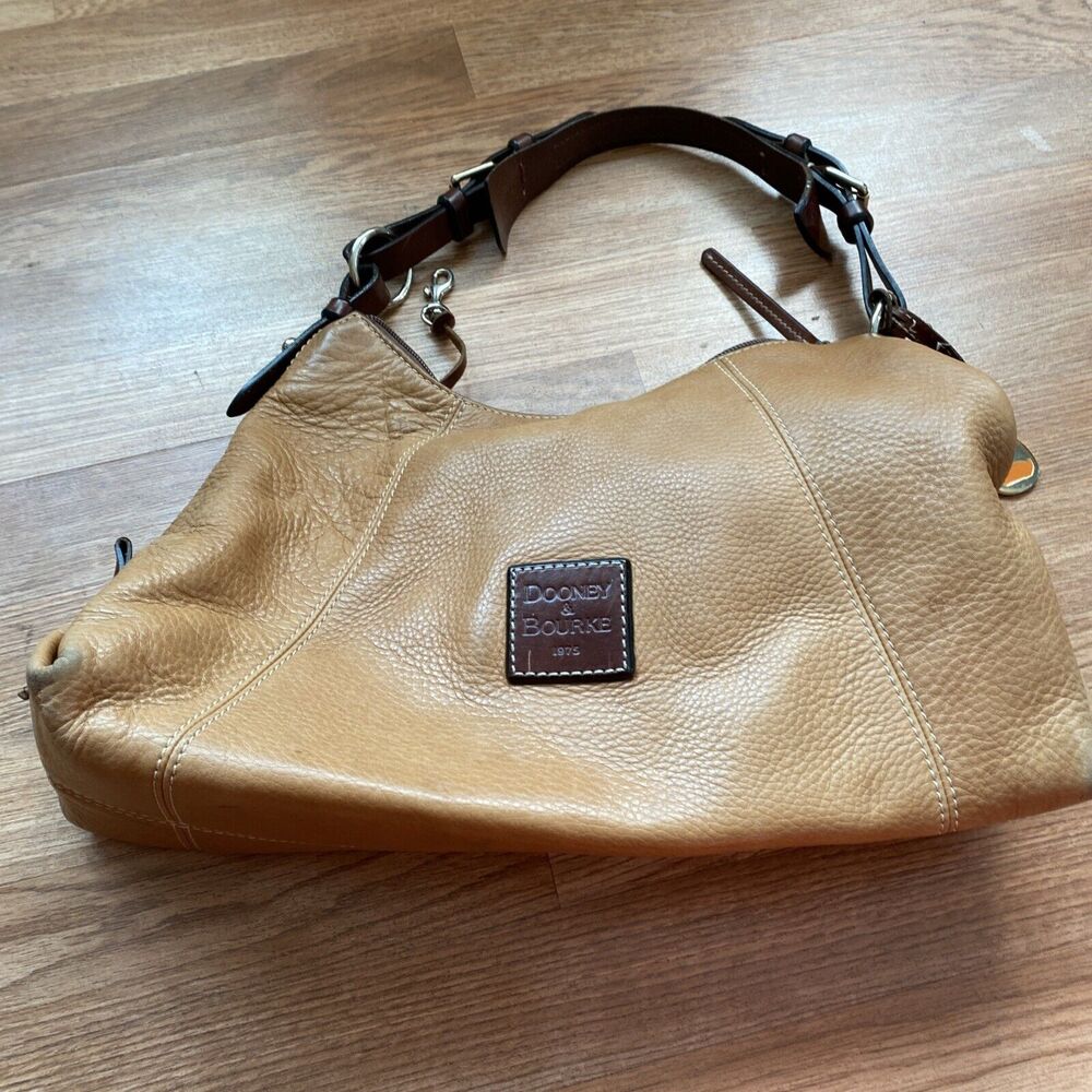 Dooney & Bourke Vintage Pebble Leather Hobo Bag - Caramel Brown